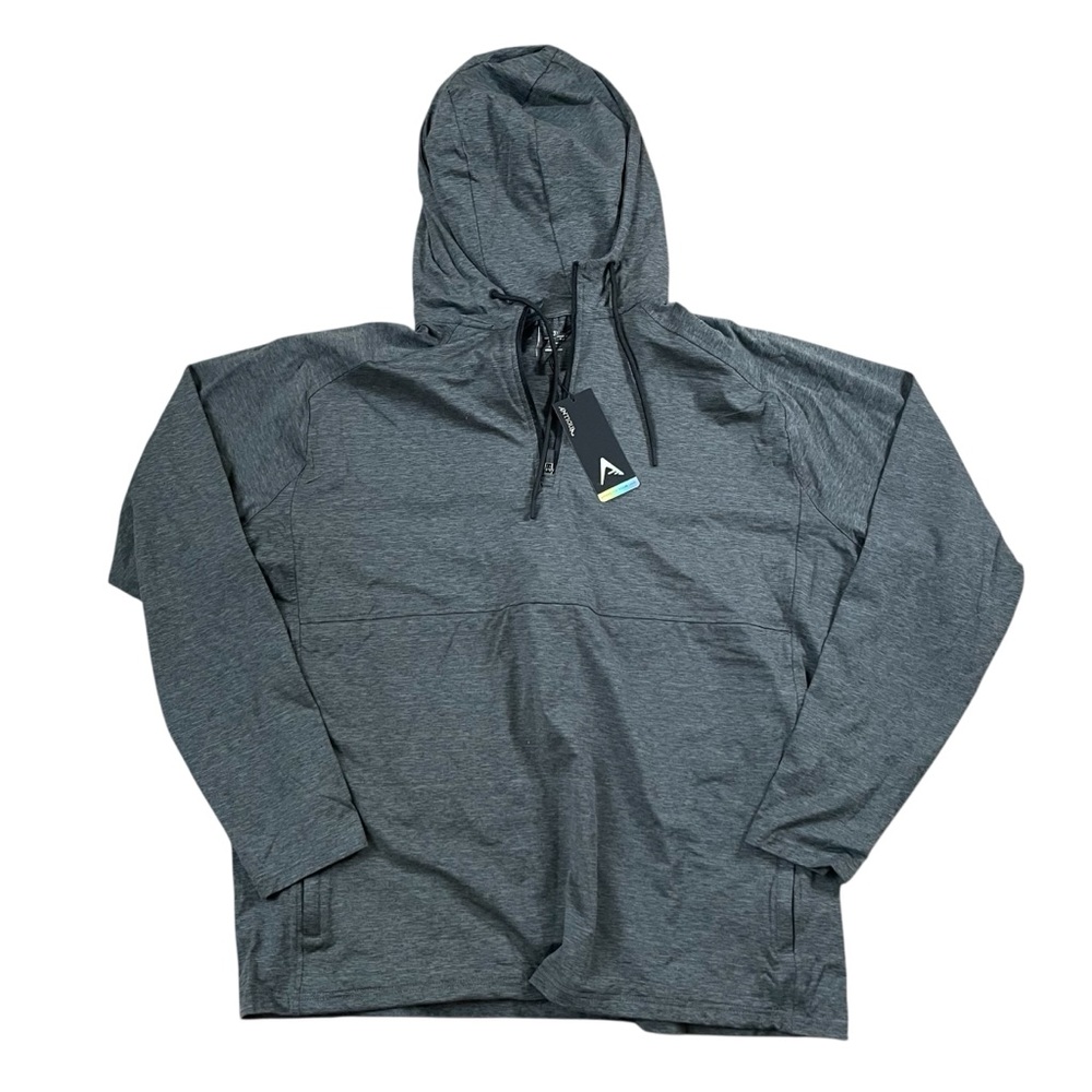 NWT Antigua Quarter Zip‎ Gray Soft Thin Layering Hoodie Zip Front Pockets 3XL